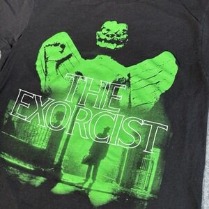 The Exorcist Shirt Men's Medium Black Horror Movie Graphic Tee Green Print Scary